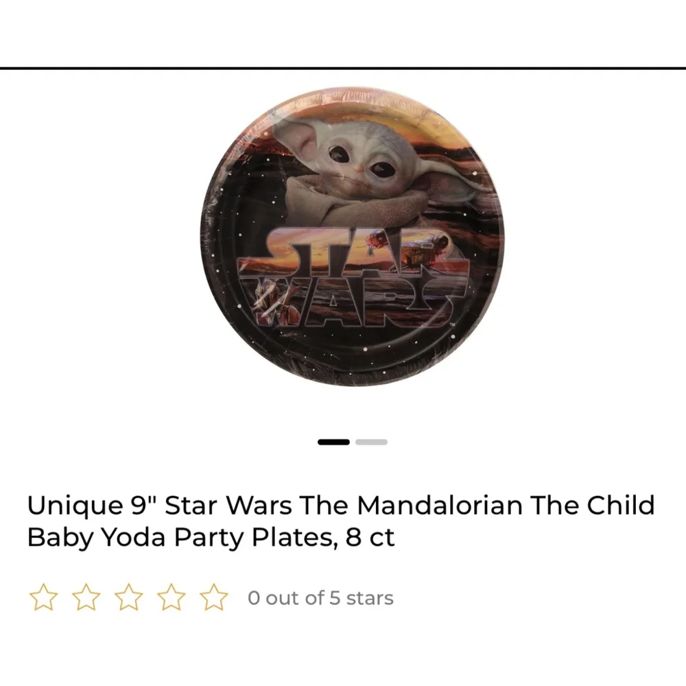 NWT Star Wars Mandalorian Yoda Party Supplies set of 8